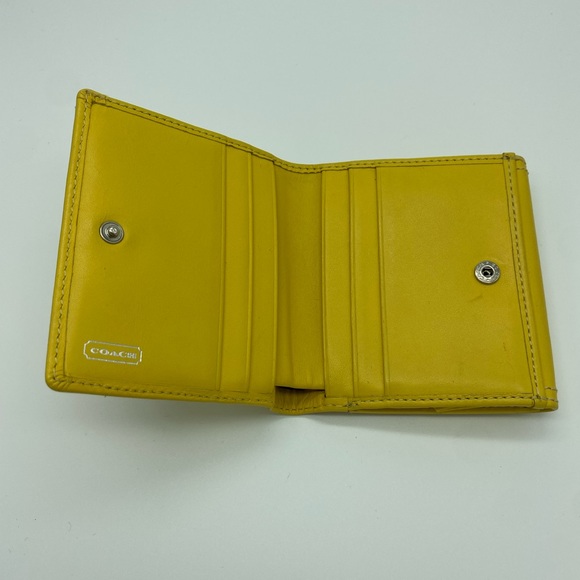 Coach Yellow Bifold Leather Wallet w/ Coin Purse - Picture 3 of 8
